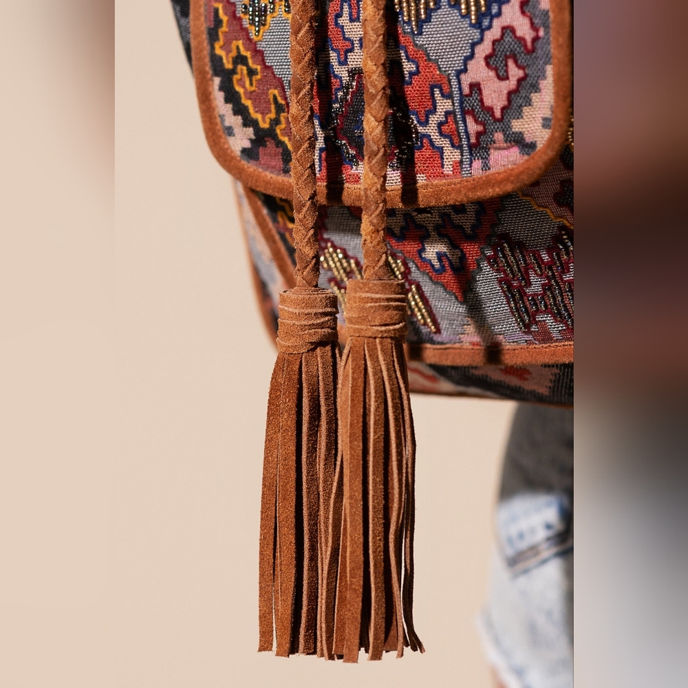 Embroidered Backpack - Unique Artisan Embellished Ethnic Look -Fully Fine Cotton - Picture 7 of 16